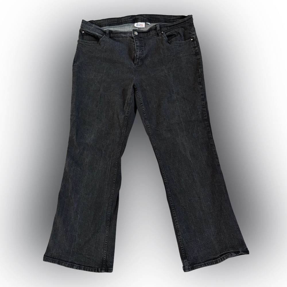 D&Co Black Charcoal Straight Leg Stretch Jeans Size 24W Plus Size Style